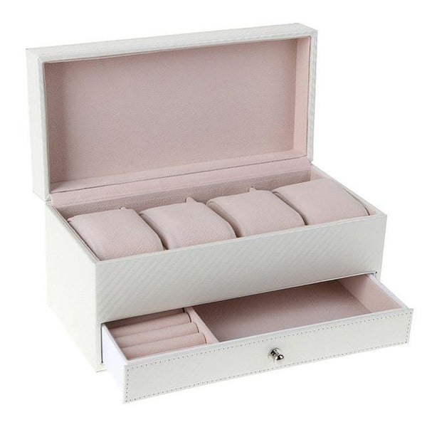 White Leather Watch and Jewelry Storage Box – Innovato Design