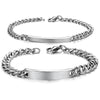 Custom Text Engraving Stainless Steel Fashion Couple Chain Bracelets