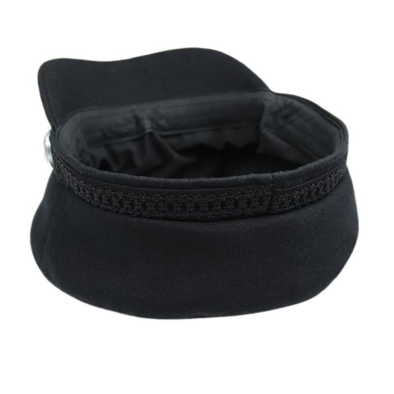 Wool Flat Cap with Large Buttons and Rope-Hats-Innovato Design-Black-Innovato Design