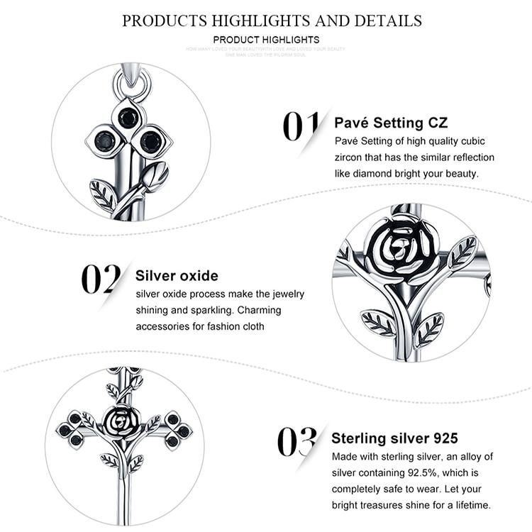 Two-Tone Silver Cross with Overlapping Rose Gold Rose Pendant Necklace-Necklaces-Innovato Design-Innovato Design