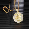 Cubic-Zirconia and Rhinestone-Studded Lion Bling Hip-hop Pendant Necklace