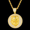 Cubic-Zirconia and Rhinestone-Studded Lion Bling Hip-hop Pendant Necklace