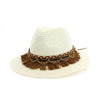 Vintage Straw Sun Hat with Tassel-Hats-Innovato Design-Beige-Innovato Design