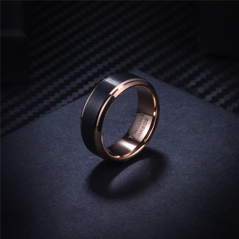 4/6/8mm Black & Rose Gold Tungsten Carbide Wedding Band-Couple Rings-Innovato Design-5-8MM-Innovato Design