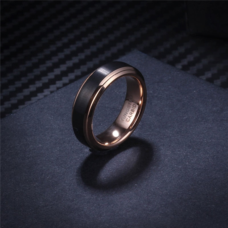 4/6/8mm Black & Rose Gold Tungsten Carbide Wedding Band-Couple Rings-Innovato Design-5-8MM-Innovato Design