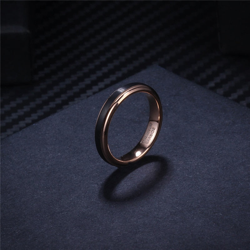 4/6/8mm Black & Rose Gold Tungsten Carbide Wedding Band-Couple Rings-Innovato Design-5-8MM-Innovato Design
