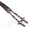St. Benedict Jesus Cross Resin Beads Rosary Wooden Pendant Necklace-Necklaces-Innovato Design-Black-Innovato Design