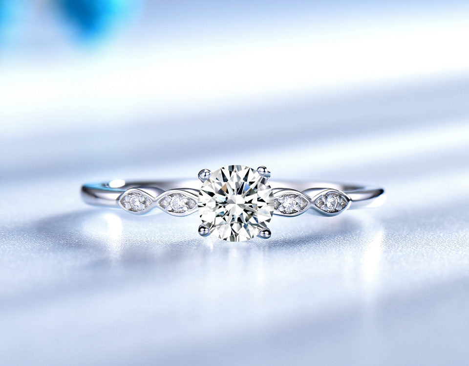 Round Cut Cubic Zirconia 925 Sterling Silver Wedding Ring-Rings-Innovato Design-5-Innovato Design