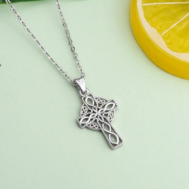 925 Sterling Silver Fine Irish Celtic Cross Infinity Knot Pendant Necklace-Necklaces-Innovato Design-Innovato Design