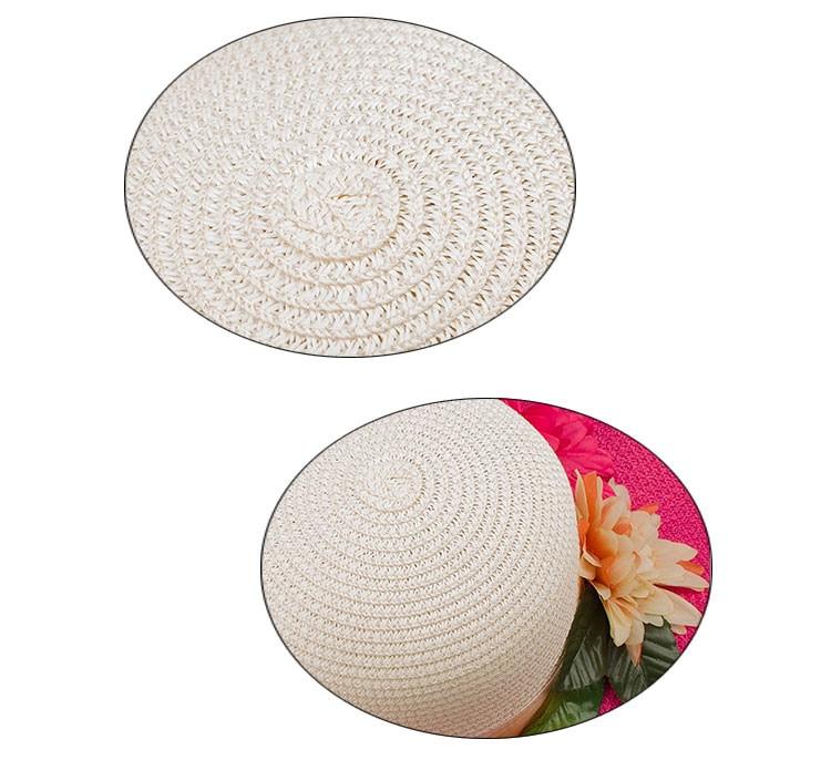 Mother-Daughter Floppy Large Brim Straw Sun Hat with Flowers-Hats-Innovato Design-Beige-Adult-Innovato Design