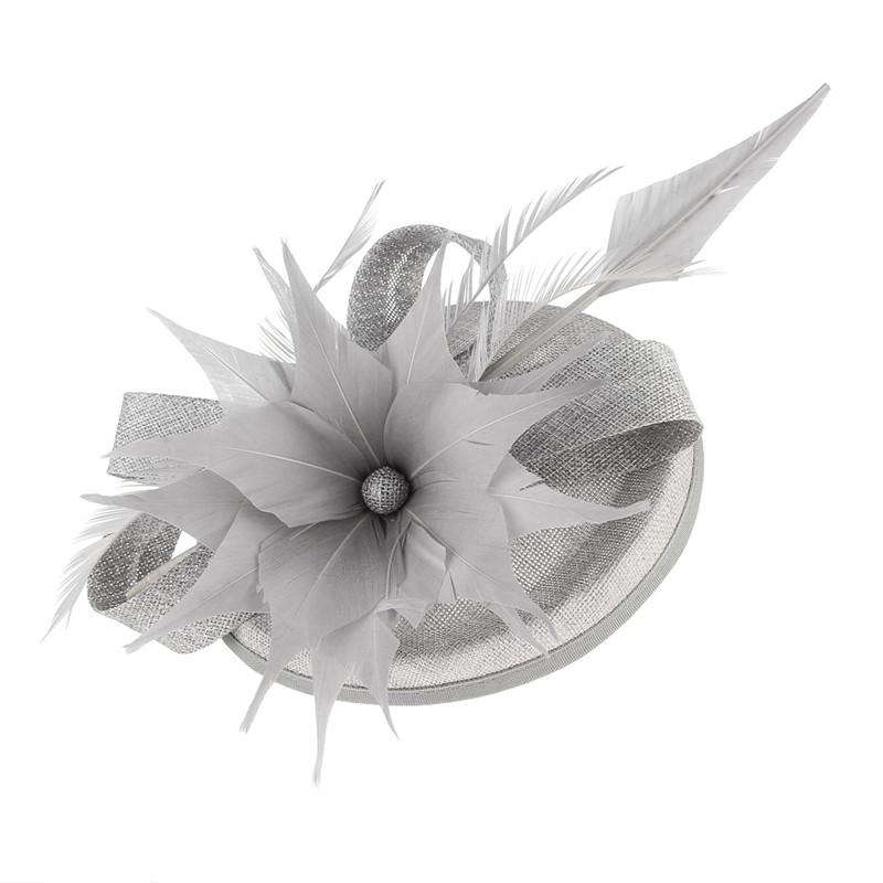 Hair Clip Flower Pillbox Fascinator Hat with Feathers-Hats-Innovato Design-Black-Innovato Design