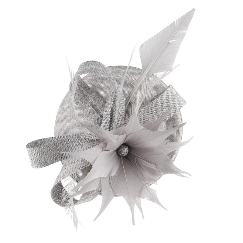 Hair Clip Flower Pillbox Fascinator Hat with Feathers-Hats-Innovato Design-Black-Innovato Design
