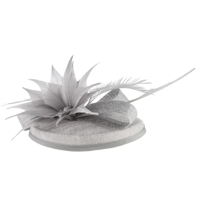 Hair Clip Flower Pillbox Fascinator Hat with Feathers-Hats-Innovato Design-Black-Innovato Design