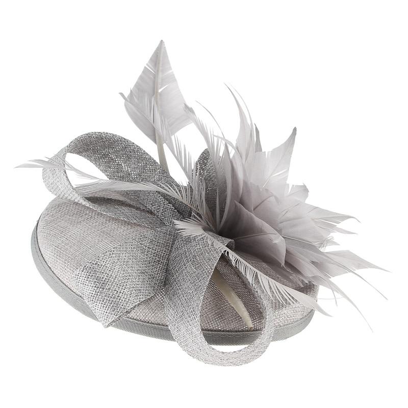 Hair Clip Flower Pillbox Fascinator Hat with Feathers-Hats-Innovato Design-Black-Innovato Design