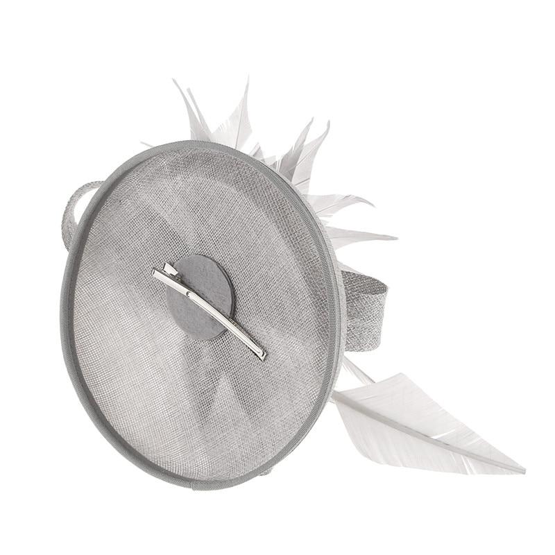 Hair Clip Flower Pillbox Fascinator Hat with Feathers-Hats-Innovato Design-Black-Innovato Design