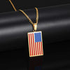Flat Metallic USA Flag Pendant with Chain Necklace-Necklaces-Innovato Design-Gold & Black-20 Inches-Innovato Design