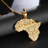 Cubic Zirconia Studded Africa Map Bling Stainless Steel Hip-hop Pendant Necklace