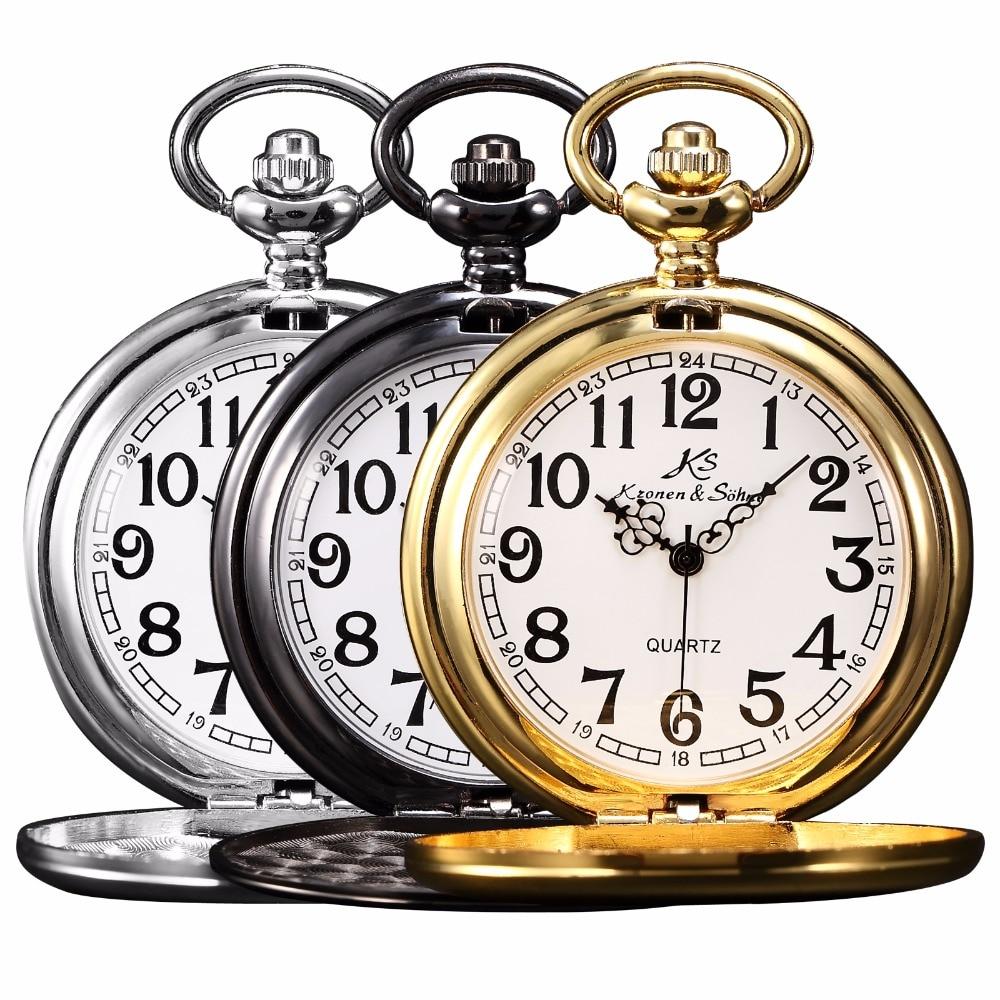 Simple Alloy Pocket Watch with Smooth Classic Design with Arabic Numerals on Watch Face-Pocket Watch-Innovato Design-Black-Innovato Design