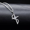 Cubic Zirconia Silver Cross with Wave Accent Necklace - InnovatoDesign