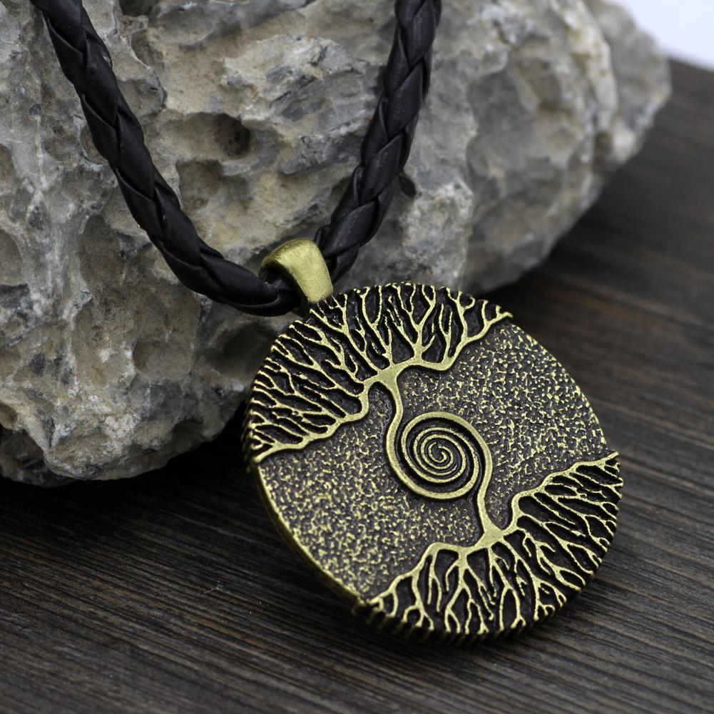 Celtic's Tree of Life Amulet Pendant Chain Necklace-Necklaces-Innovato Design-Bronze-Leather-Innovato Design
