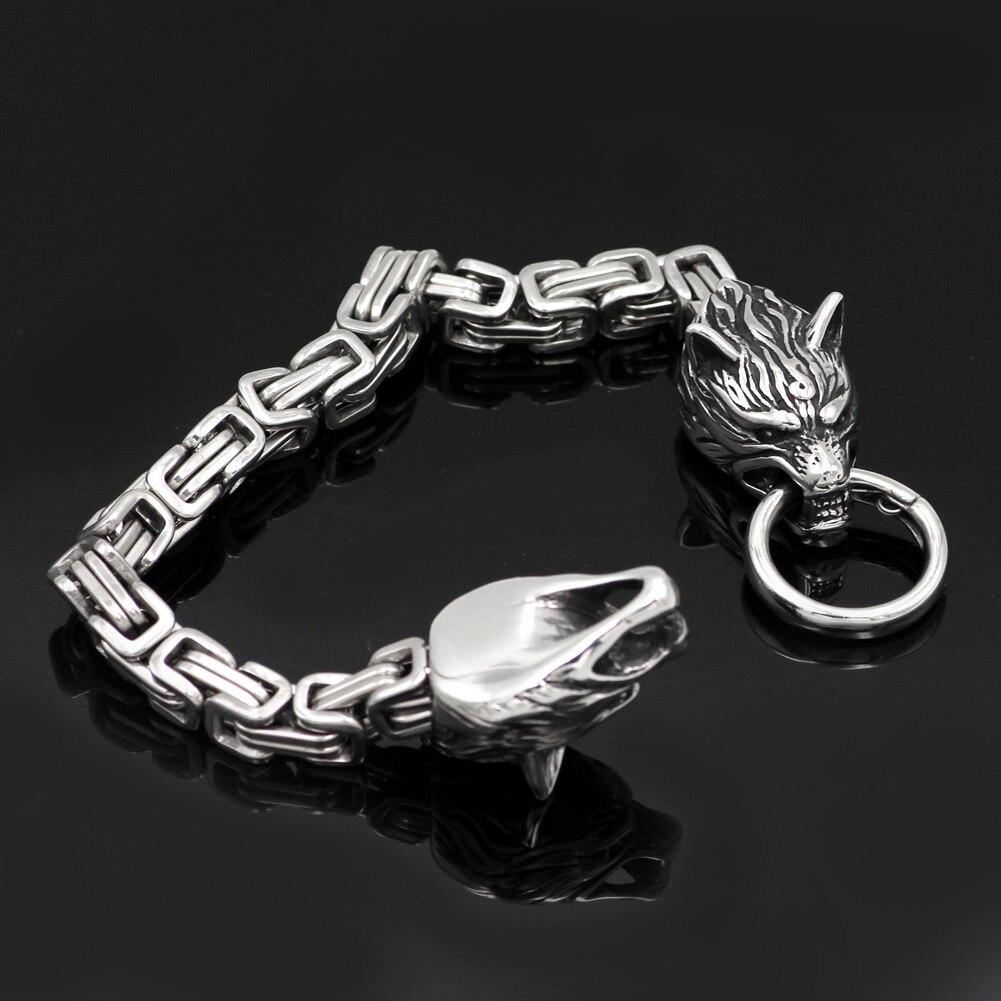Norse Wolf Heads Viking Bracelet with Byzantine Chain-Bracelets-Innovato Design-6.7-Innovato Design