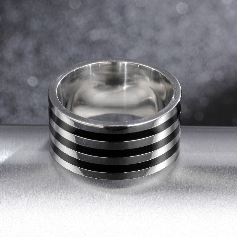 10mm Silver and Black Plated Titanium Vintage Ring-Rings-Innovato Design-7-Innovato Design