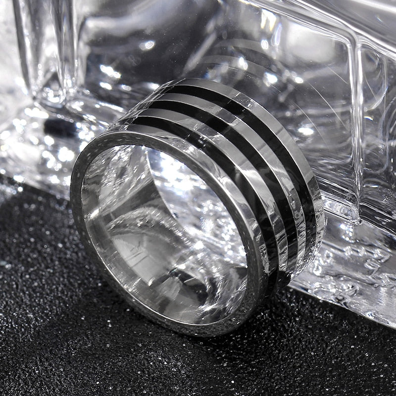 10mm Silver and Black Plated Titanium Vintage Ring-Rings-Innovato Design-7-Innovato Design