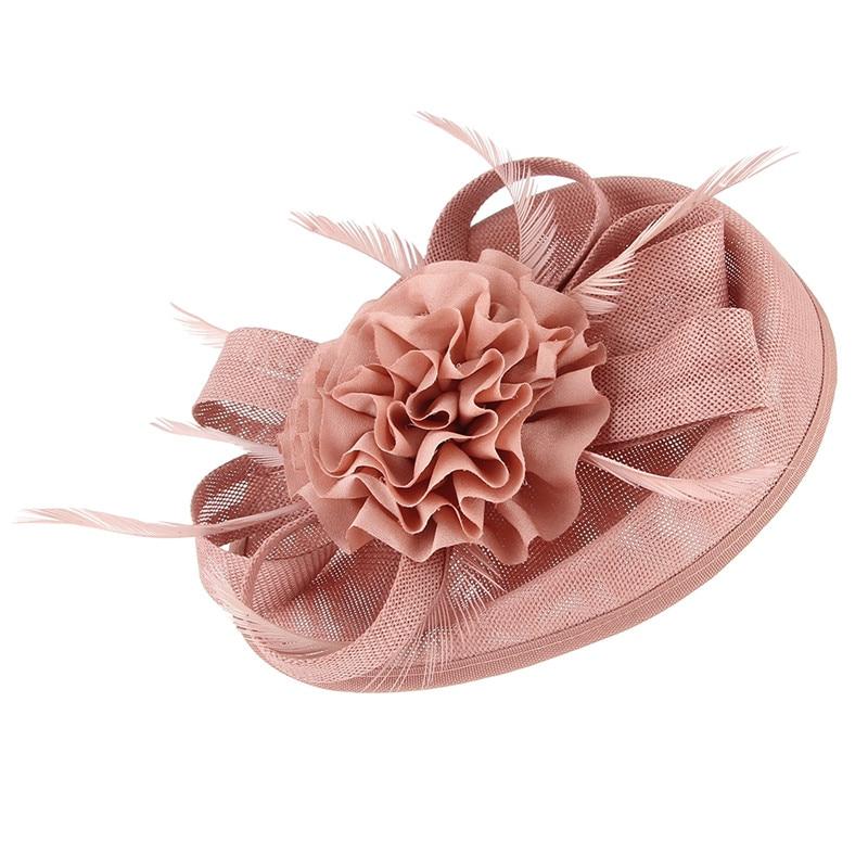 Vintage Hair Clip Flower Fascinator Hat with Feathers-Hats-Innovato Design-Dark Pink-Innovato Design