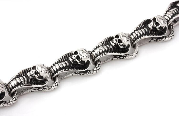 Men’s Stainless Steel Cobra Skull Bracelet-Skull Bracelet-Innovato Design-Innovato Design