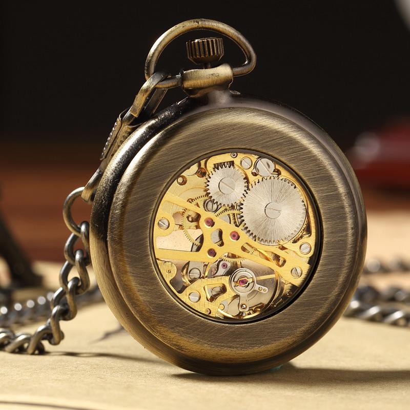 Bronze Pocket Watch with Open Face and Clear Gear Skeleton-Pocket Watch-Innovato Design-Innovato Design