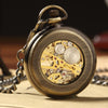 Bronze Pocket Watch with Open Face and Clear Gear Skeleton - InnovatoDesign