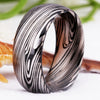 6 & 8mm Classic Damascus Steel Pattern Tungsten Wedding Ring-Rings-Innovato Design-4-6mm-Innovato Design