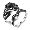 Skull and Cubic Zirconia Punk Style Double Engagement Ring-Rings-Innovato Design-5-Red-Innovato Design