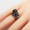 Skull and Cubic Zirconia Punk Style Double Engagement Ring-Rings-Innovato Design-5-Red-Innovato Design