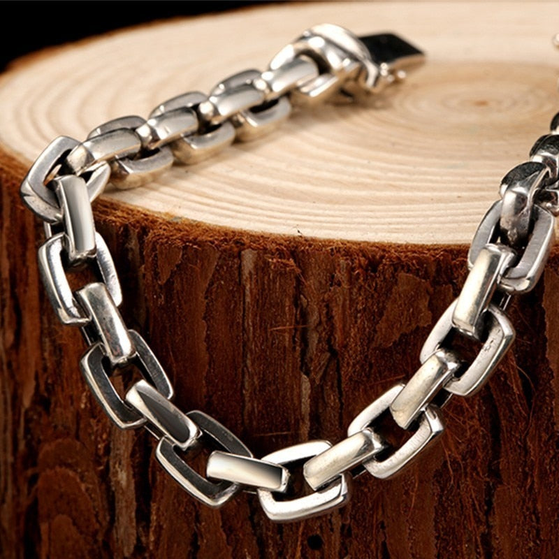 7mm Link Chain 925 Sterling Silver Vintage Punk Rock Bracelet-Bracelets-Innovato Design-7.09in-Innovato Design