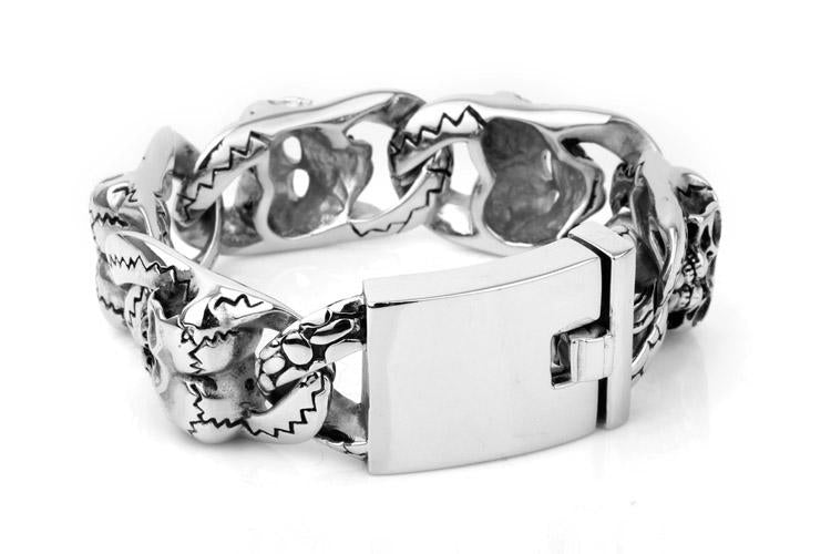 Men’s Stainless Steel Double Skull Head Bracelet-Skull Bracelet-Innovato Design-Innovato Design
