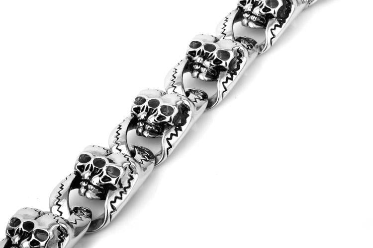 Men’s Stainless Steel Double Skull Head Bracelet-Skull Bracelet-Innovato Design-Innovato Design