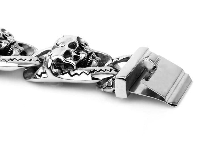 Men’s Stainless Steel Double Skull Head Bracelet-Skull Bracelet-Innovato Design-Innovato Design
