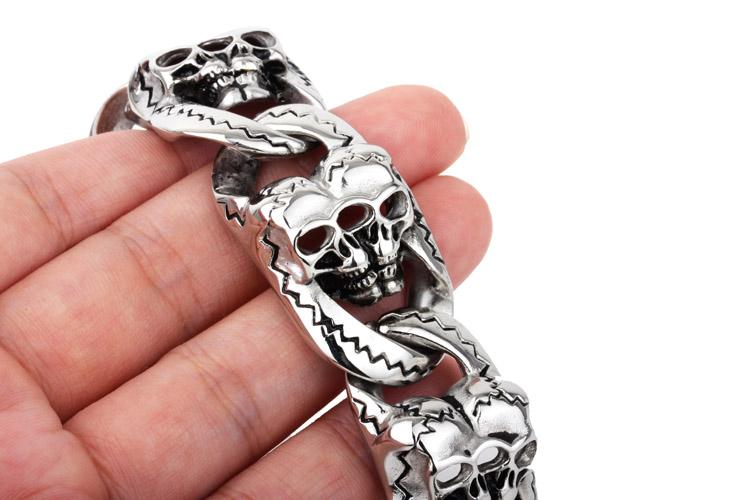 Men’s Stainless Steel Double Skull Head Bracelet-Skull Bracelet-Innovato Design-Innovato Design