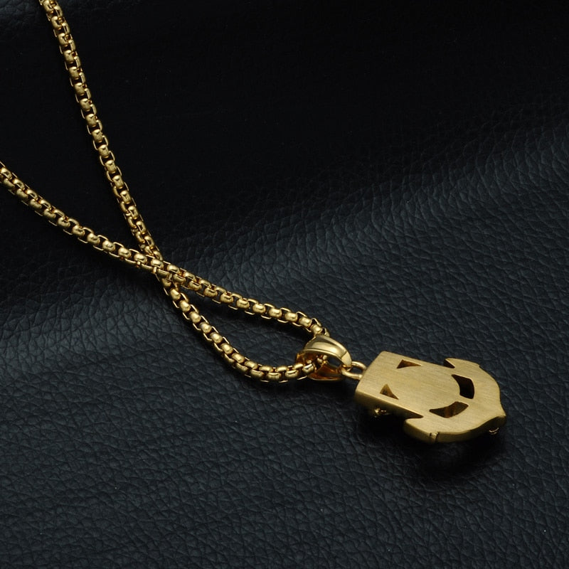 Rhinestone-Studded Gold-Plated King Jesus Bling 316L Stainless Steel Hip-hop Pendant Necklace-Necklaces-Innovato Design-Innovato Design