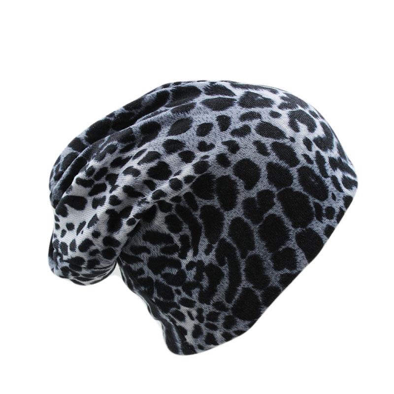 Leopard Print Polyester Beanie, Scarf or Skullie-Hats-Innovato Design-Black-Innovato Design