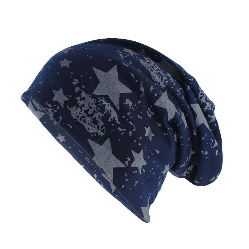 Geometric Star Print Cotton Beanie or Skullie-Hats-Innovato Design-Black-Innovato Design