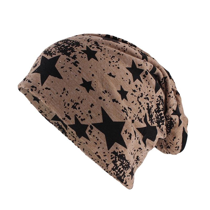 Geometric Star Print Cotton Beanie or Skullie-Hats-Innovato Design-Black-Innovato Design