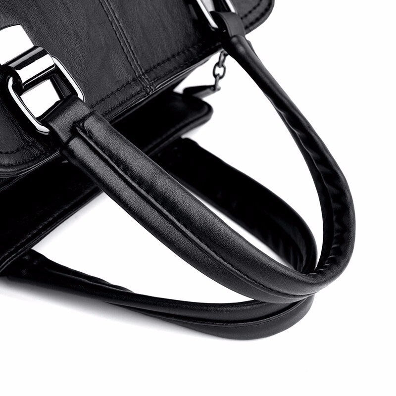 Luxury Vintage Casual Leather Tote Bag, Shoulder Bag and Handbag-Handbags-Innovato Design-Black-Innovato Design