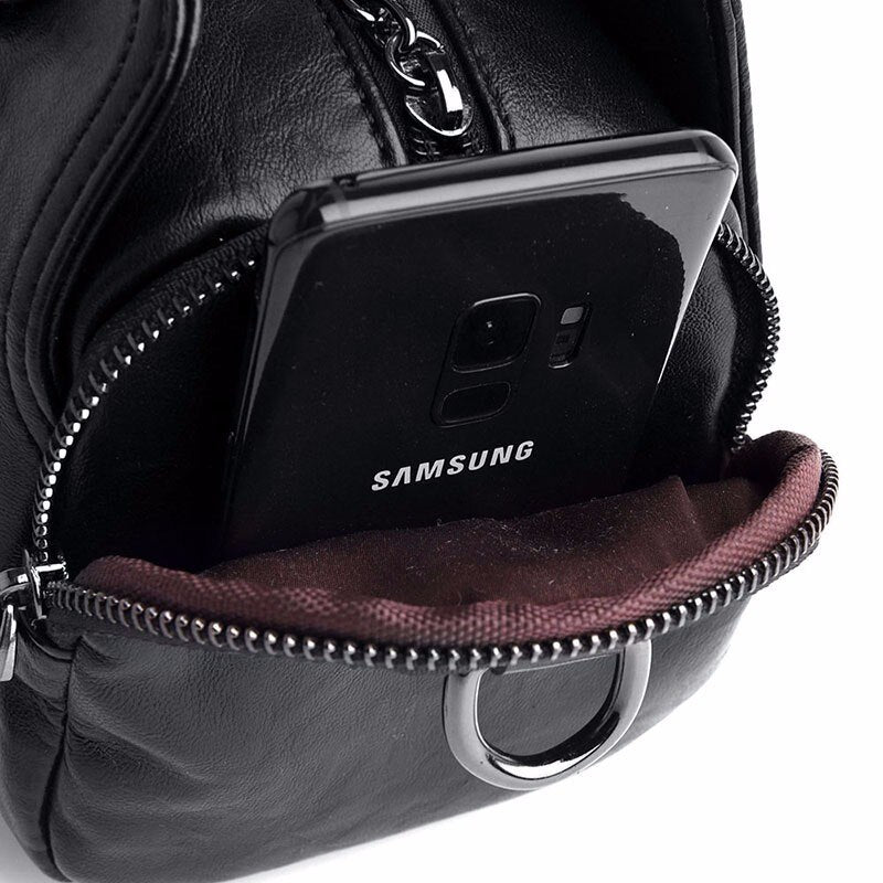 Luxury Vintage Casual Leather Tote Bag, Shoulder Bag and Handbag-Handbags-Innovato Design-Black-Innovato Design