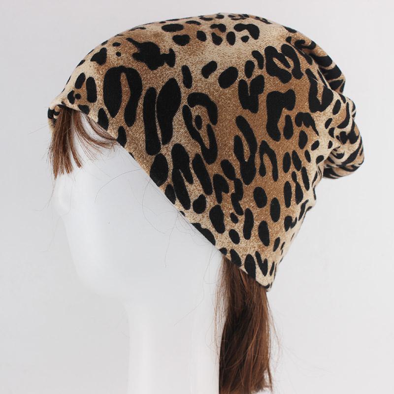 Hip-hop Leopard Print Cotton Beanie, Skullie or Scarf-Hats-Innovato Design-White-Innovato Design