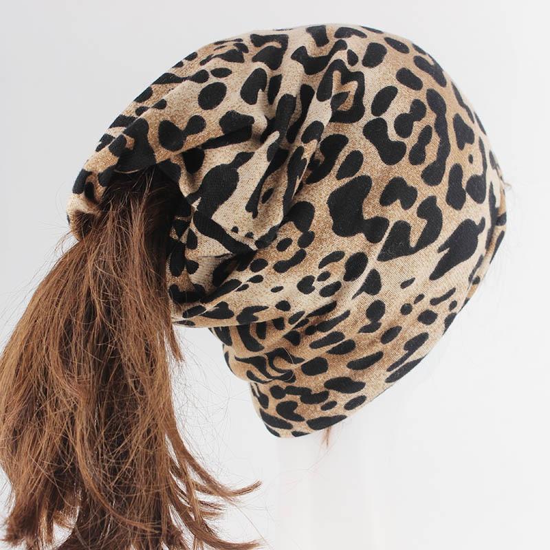 Hip-hop Leopard Print Cotton Beanie, Skullie or Scarf-Hats-Innovato Design-White-Innovato Design