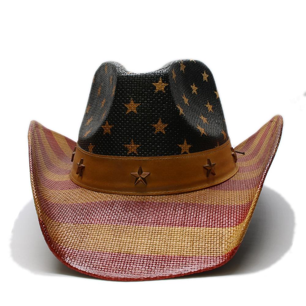 American Flag Cowboy Hat with Adjustable Strap-Hats-Innovato Design-Red and Khaki-Innovato Design