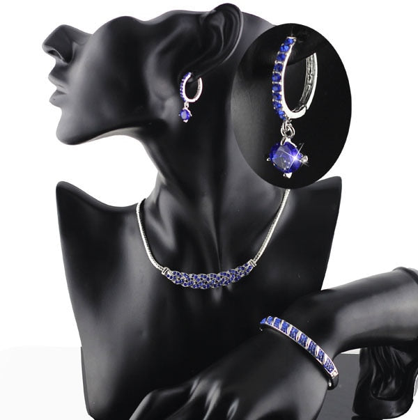 Rhinestone Twist Necklace, Bracelet & Earrings Fashion Jewelry Set-Jewelry Sets-Innovato Design-Gold White-Innovato Design