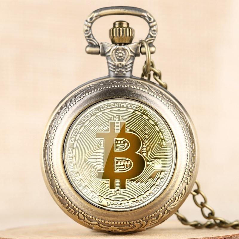 Stainless Steel Pocket Watch with Bitcoin Design-Pocket Watch-Innovato Design-Bronze-Innovato Design
